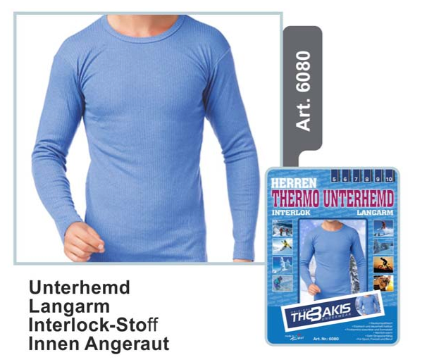 Thermounterhemd Langarm, Interlock-Stoff, Innen Angeraut 6-13