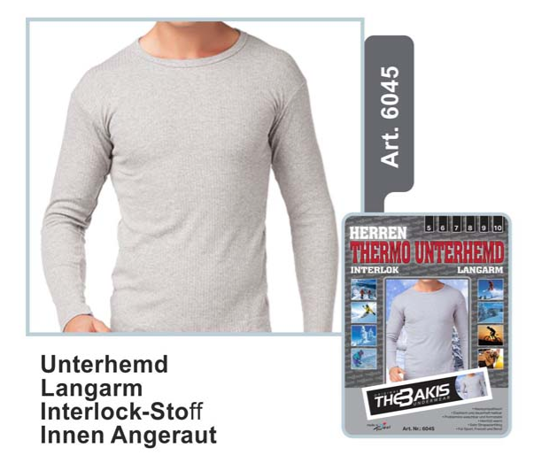Thermounterhemd Langarm, Interlock-Stoff, Innen Angeraut 6-13