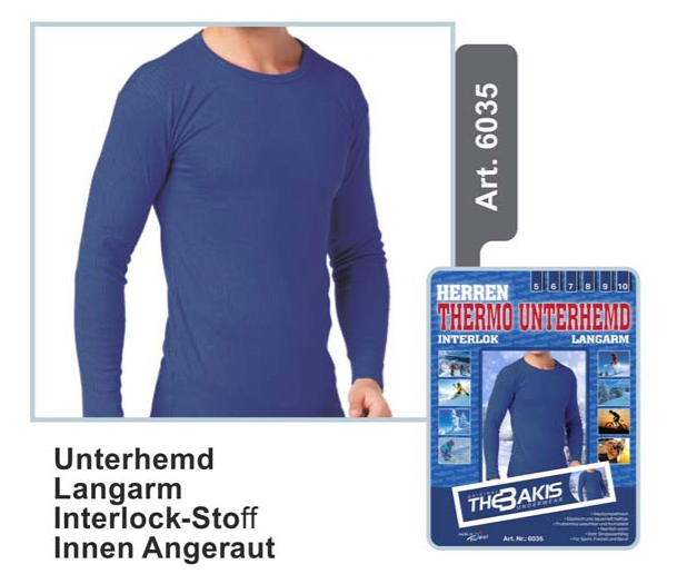 Thermounterhemd Langarm, Interlock-Stoff, Innen Angeraut 6-13