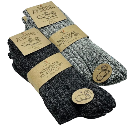 3 Paar Norwegersocken Herren Damen Wollsocken Schafswolle gestrickt Strümpfe
